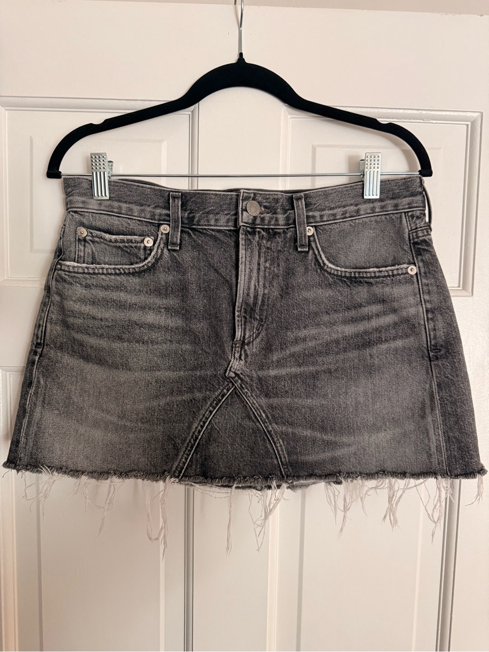 AGOLDE Gray Denim Mini Skirt